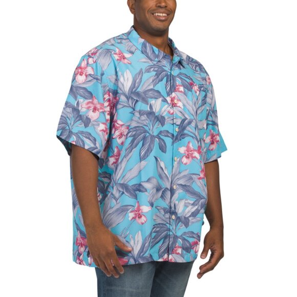 TOMMY BAHAMA Blue Big And Tall Breezer Button Down Shirt